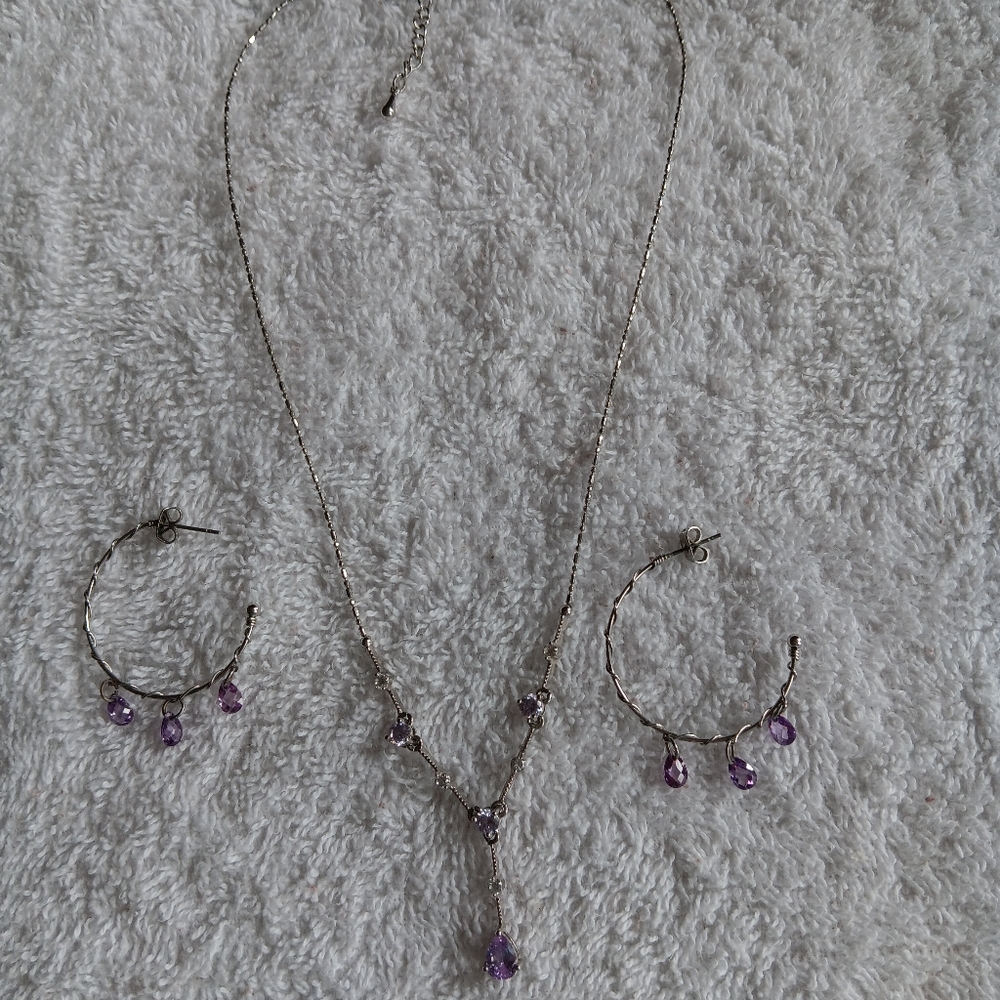 Elegant Silver and Purple Jewelry Set
